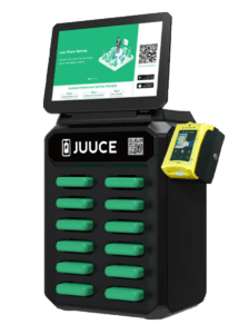 JUUCE Box, 12 slot station with a digital ad screen