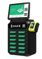 JUUCE Box, 12 slot station with a digital ad screen